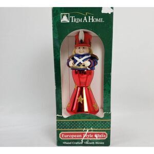 Trim A Home Nutcracker Ornament European Style Glass Handcrafted Mouth Blown